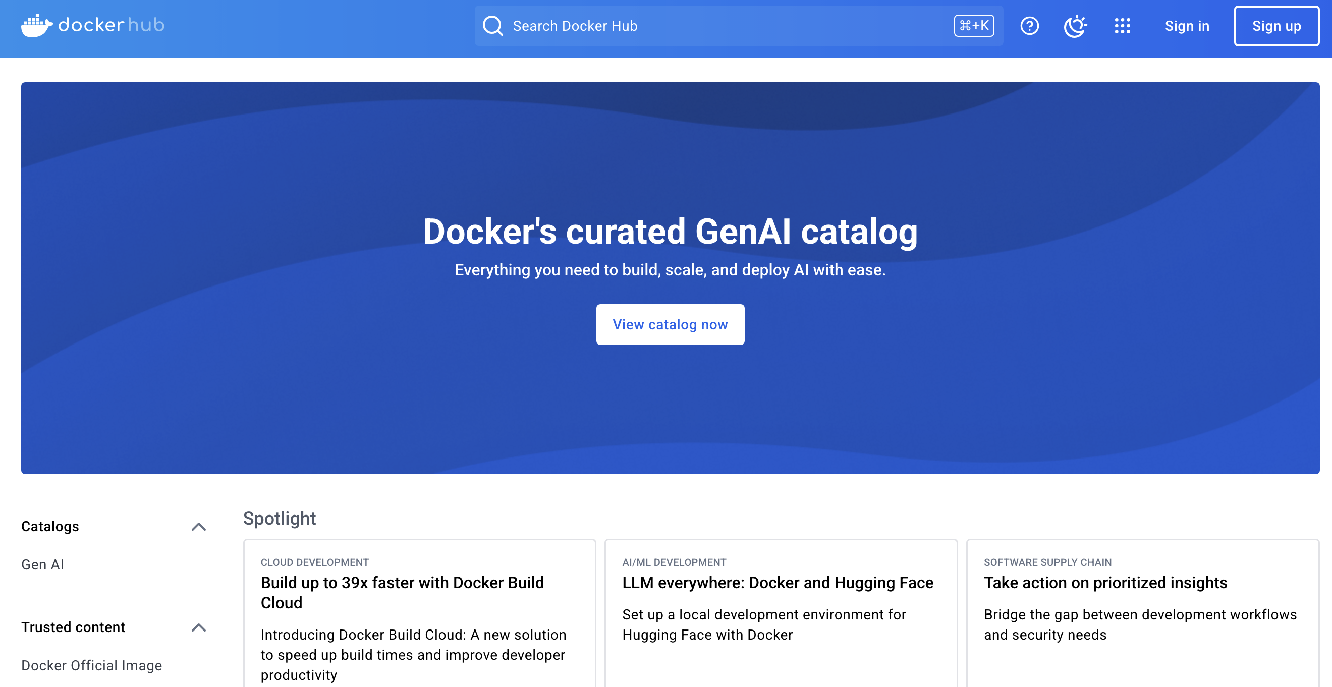 Interfaz de Docker Hub